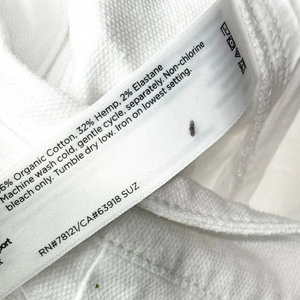 Eileen Fisher Women's White Cotton Hemp Stretch Tapered Pant Size 16 NWOT